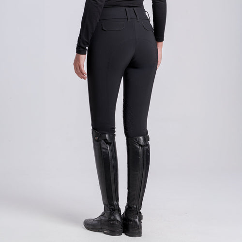 Cavalleria Toscana Damen Reithose mit Gesäßtaschen – Schwarz, Rückansicht
