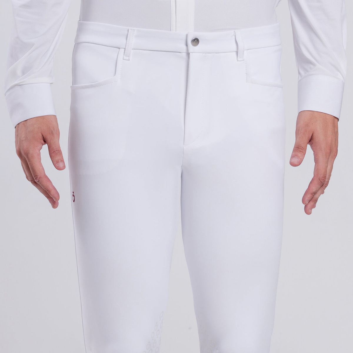 Cavalleria Toscana Herren Reithose Knie Grip Weiß Detail
