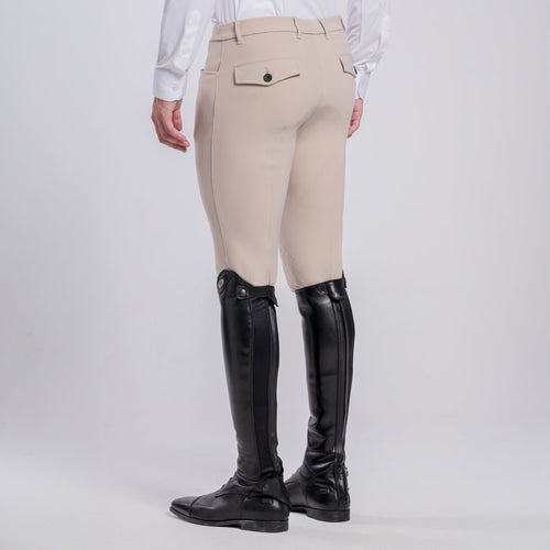 Cavalleria Toscana Herren Reithose Knie Grip Beige Rückansicht