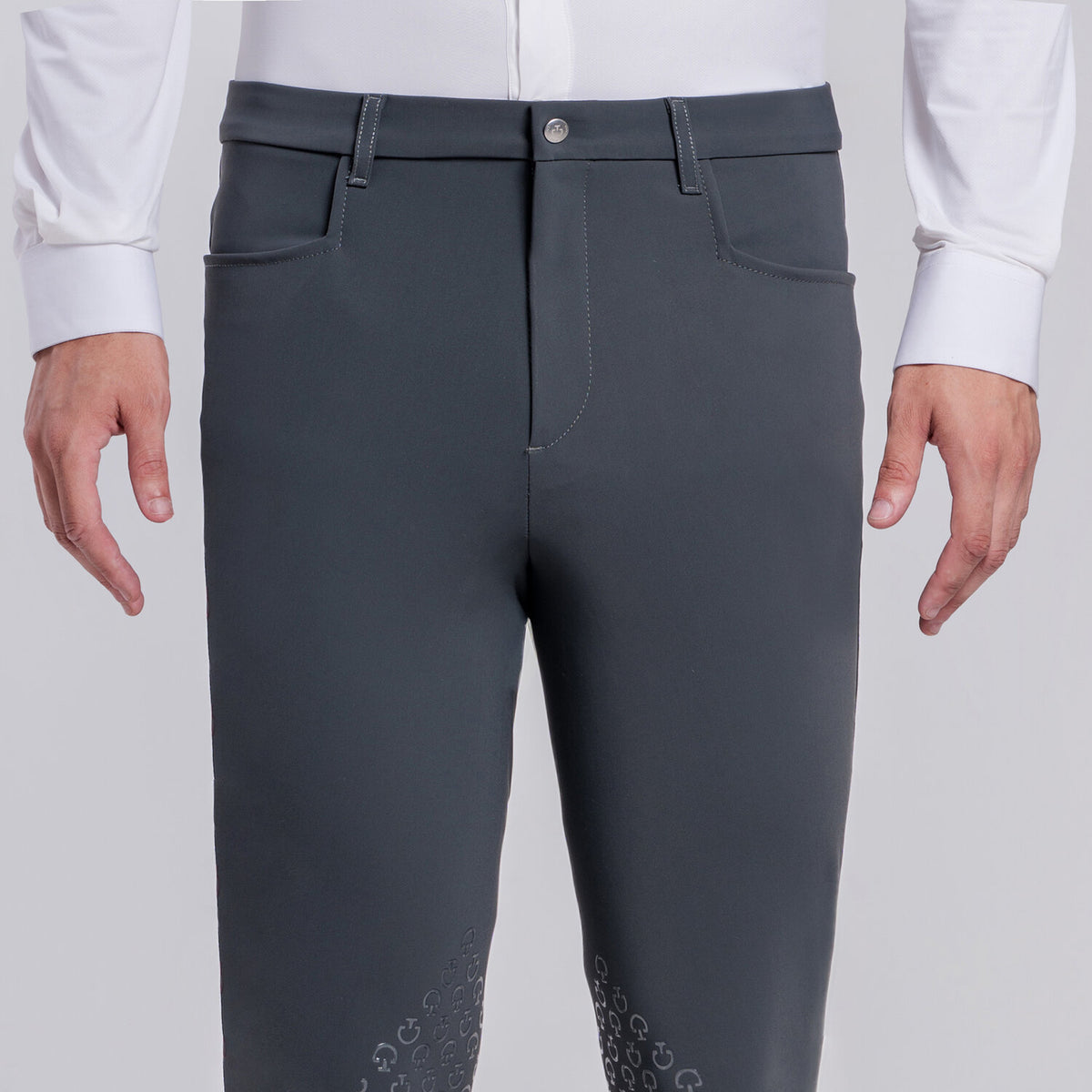 Cavalleria Toscana Herren Reithose Knie Grip Charcoal Grey Detail