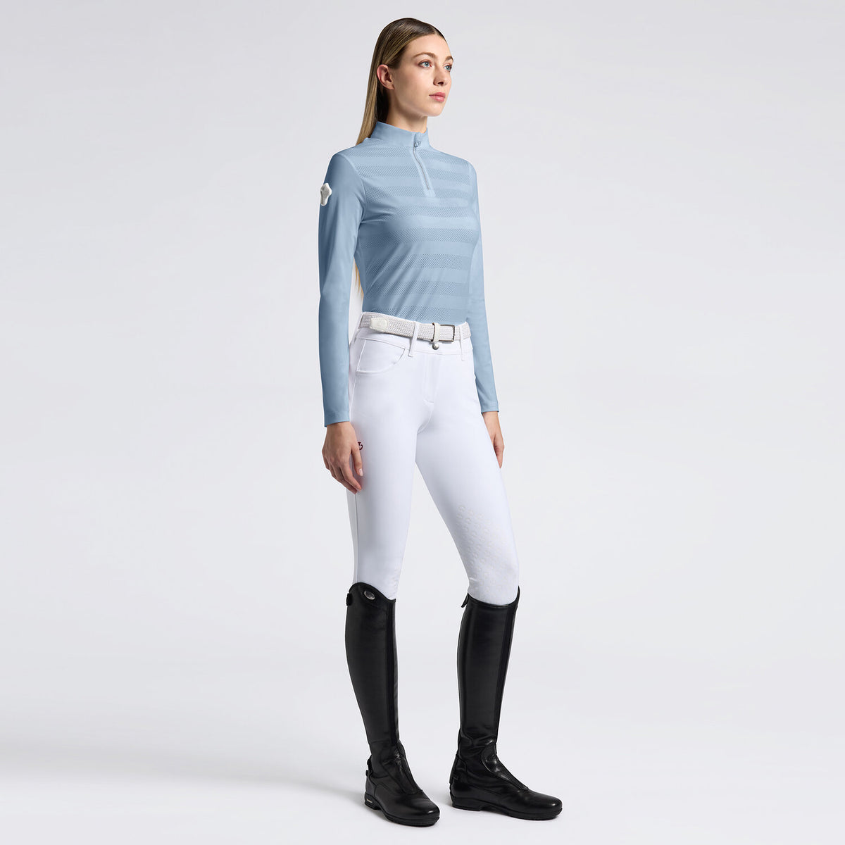 Cavalleria Toscana Damen Trainingspolo technisch Blue Fog