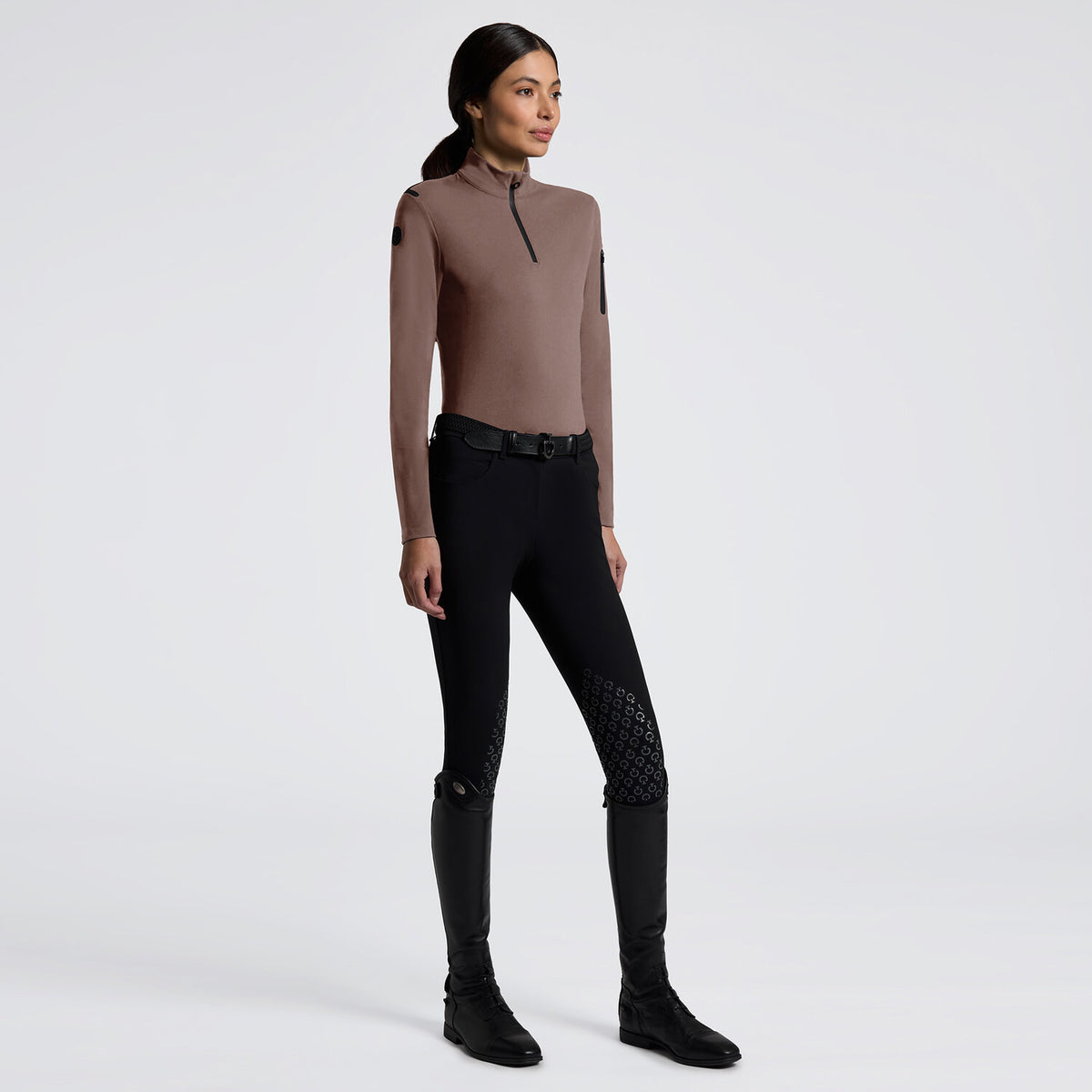 Cavalleria Toscana Damen Trainingspolo Langarm Walnut
