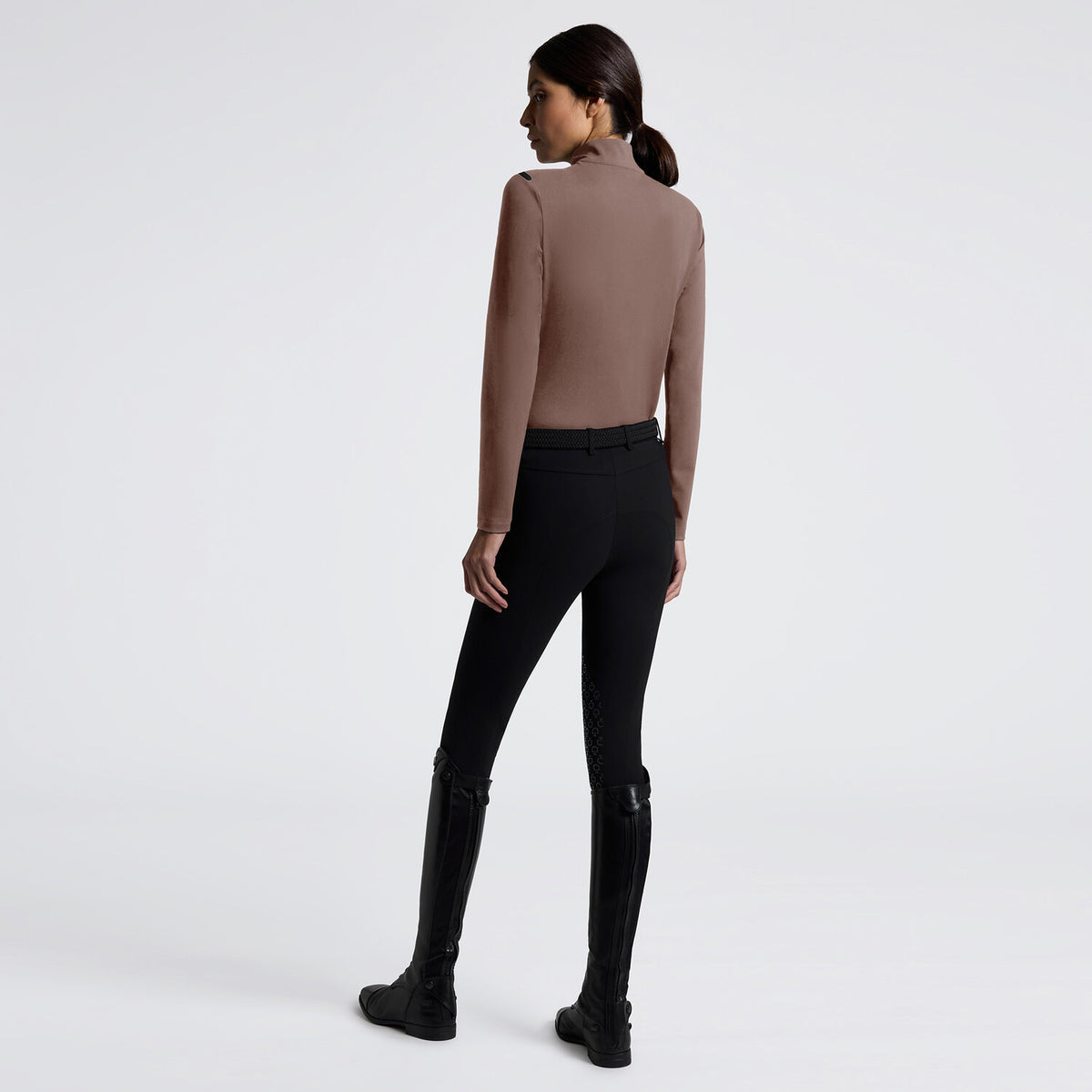 Cavalleria Toscana Damen Polo Langarm Walnut Rückansicht