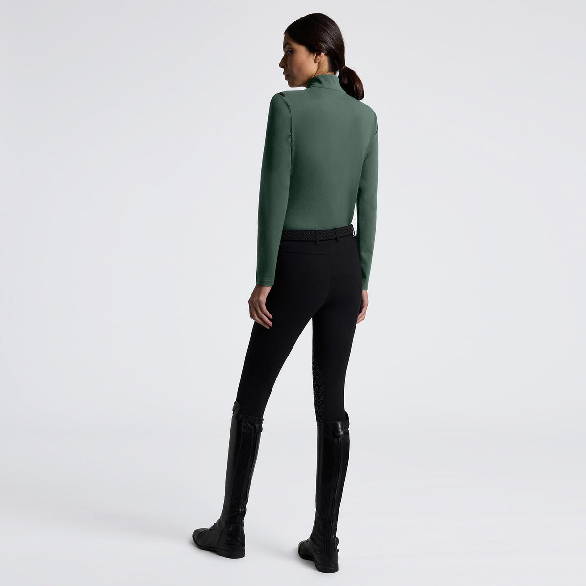 Cavalleria Toscana Damen Polo Langarm Jungle Green Rückansicht