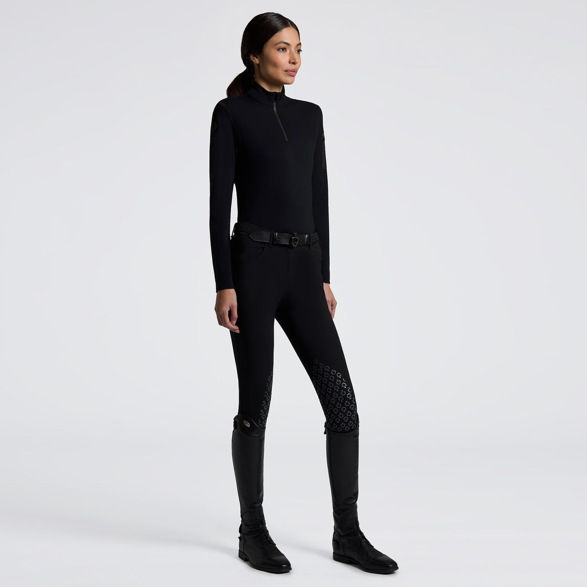 Cavalleria Toscana Damen Trainingspolo Langarm Schwarz