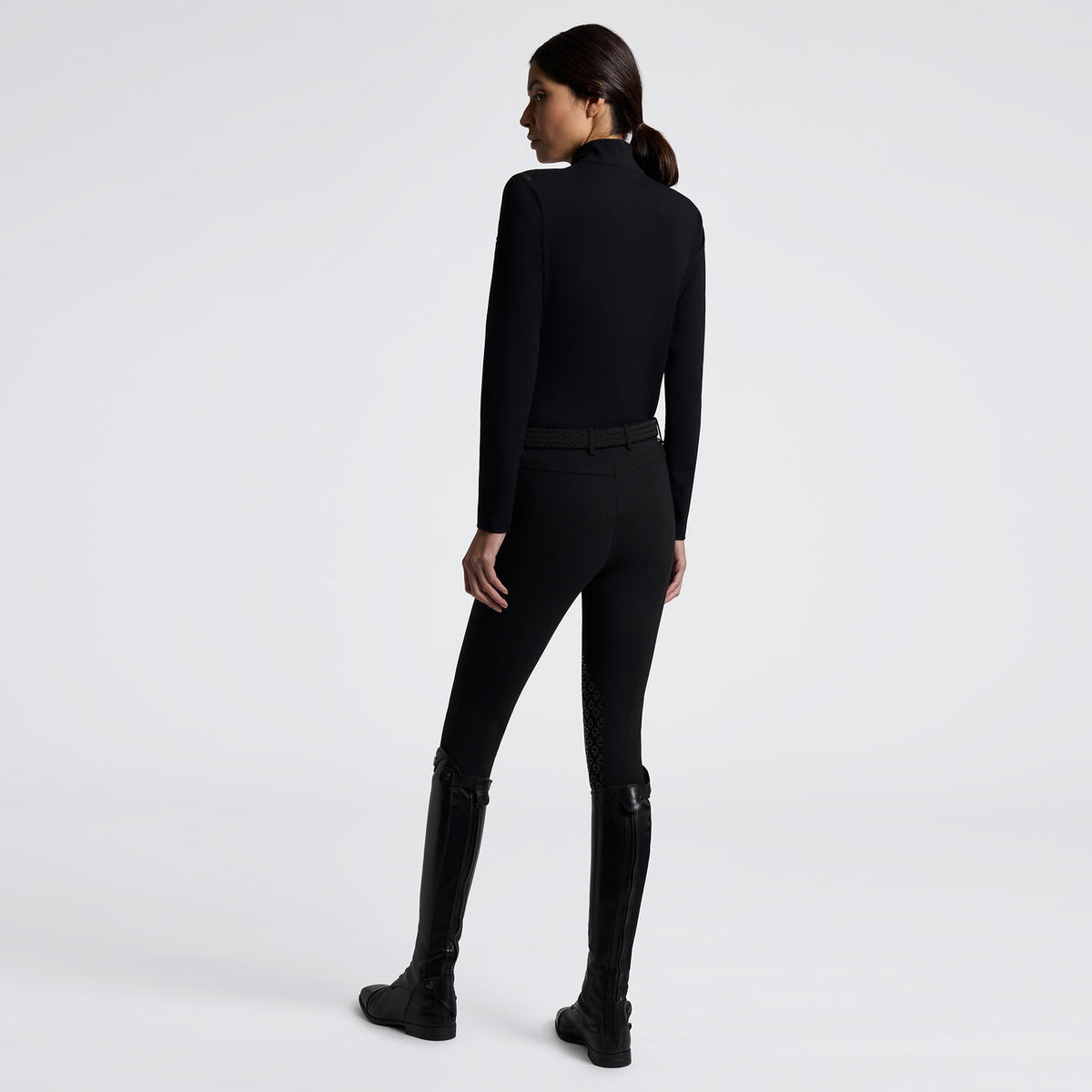 Cavalleria Toscana Damen Polo Langarm Schwarz Rückansicht