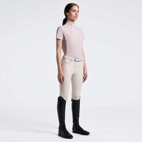 Cavalleria Toscana Damen Trainingspolo Kurzarm – Violet Ice/Weiß