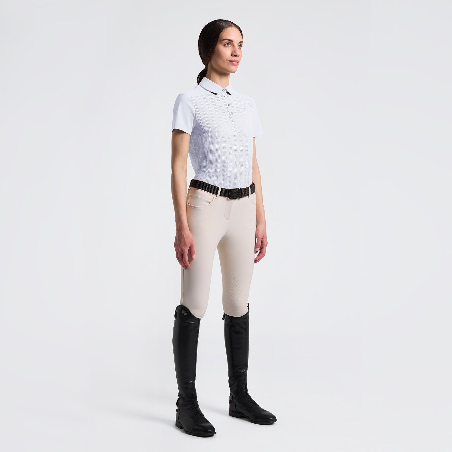 Cavalleria Toscana Damen Trainingspolo Kurzarm – Weiß
