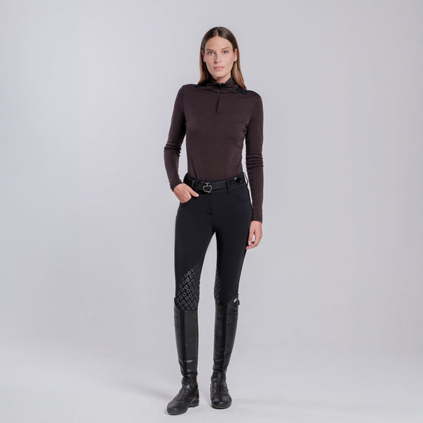Cavalleria Toscana Damen Trainingspolo Wolle Espresso