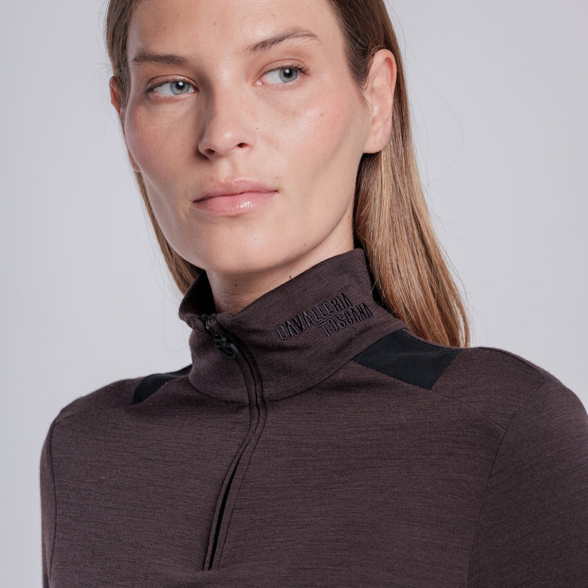 Cavalleria Toscana Damen Wollpolo Espresso Rückansicht