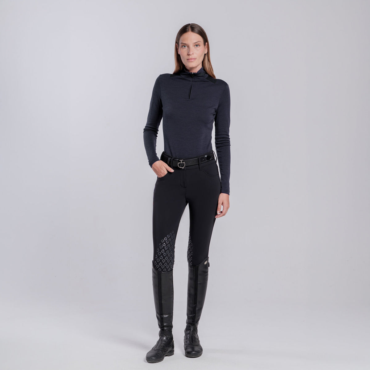Cavalleria Toscana Damen Trainingspolo Wolle Navy