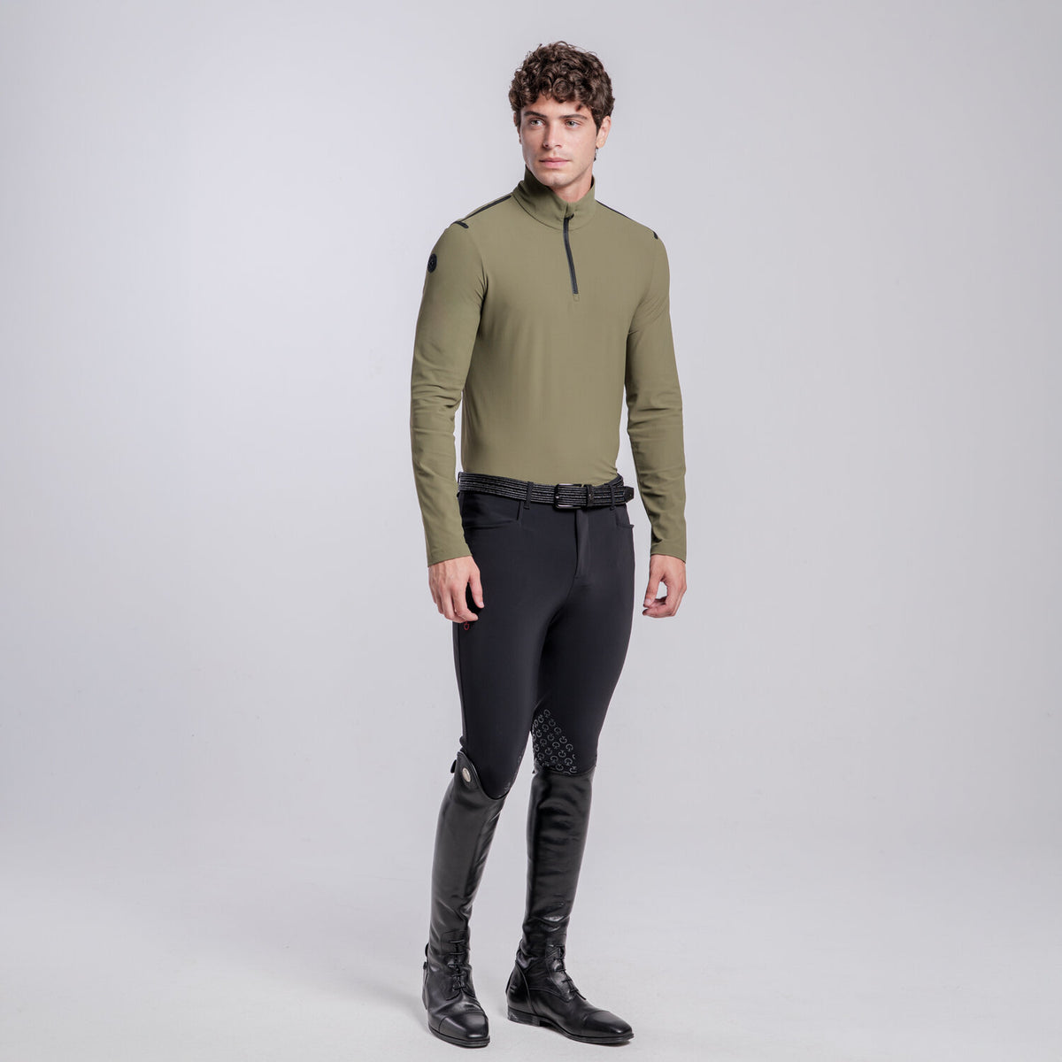 Cavalleria Toscana Herren Polo mit Stehkragen Winter Moss