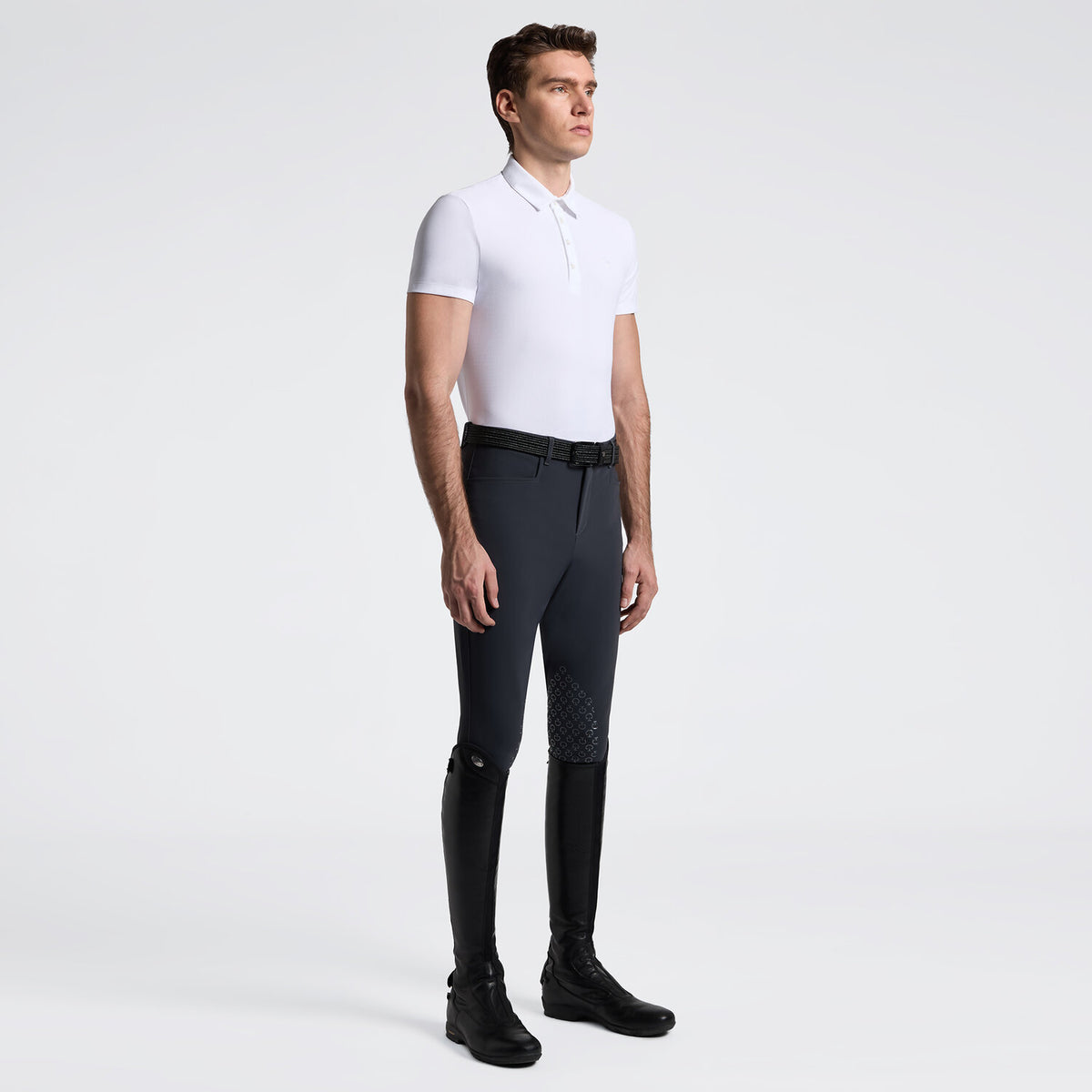 Cavalleria Toscana Herren Trainingspolo Kurzarm Weiß