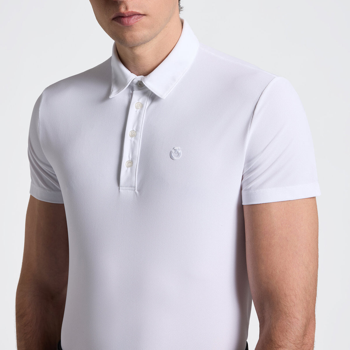 Cavalleria Toscana Herren Trainingspolo Kurzarm Weiß Detail