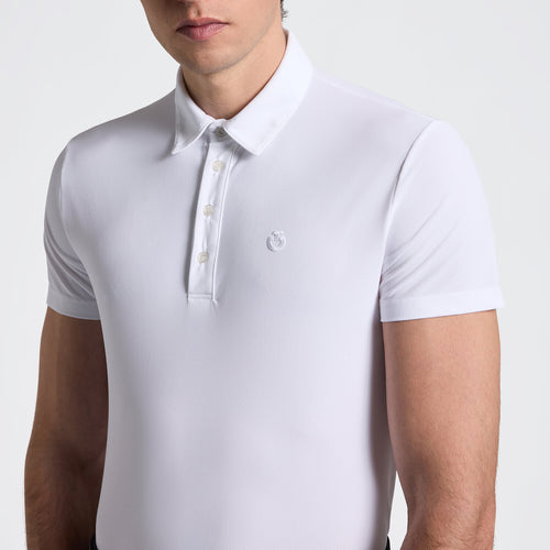 Cavalleria Toscana Herren Trainingspolo Kurzarm Weiß Detail