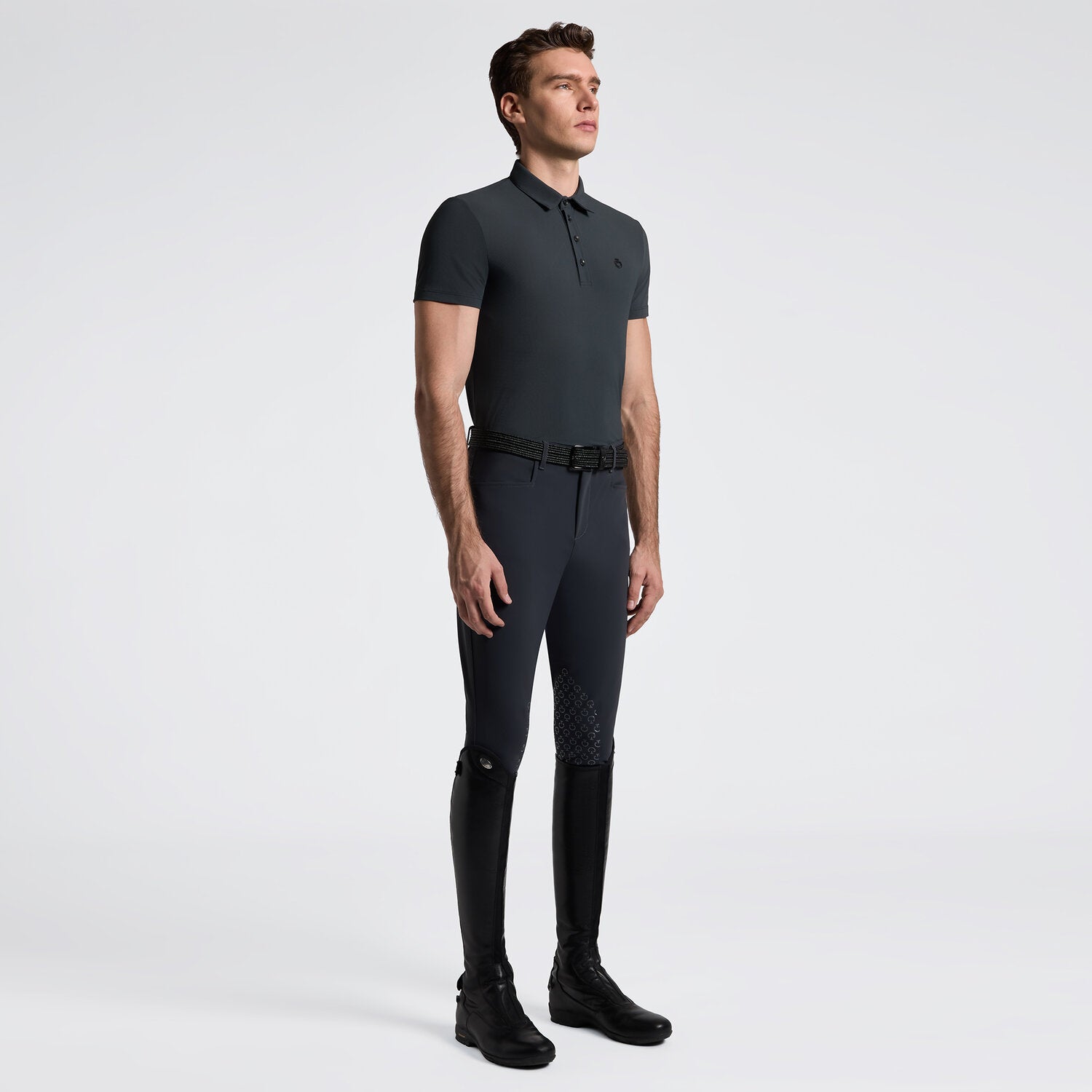 Cavalleria Toscana Herren Trainingspolo Kurzarm – Anthrazit