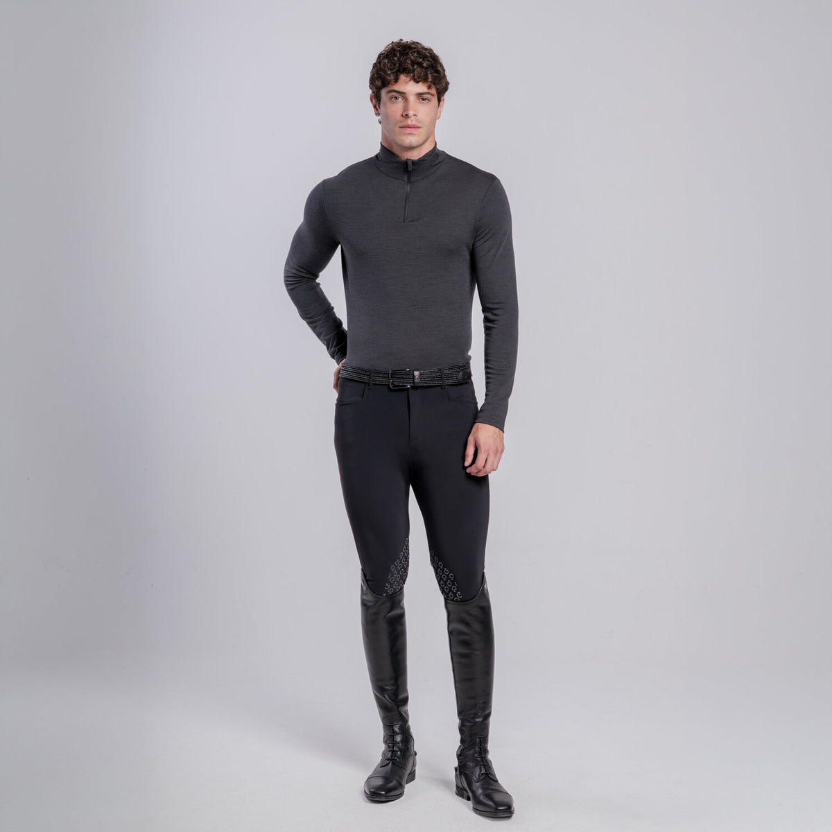 Cavalleria Toscana Herren Trainingspolo Wolle Charcoal Grey