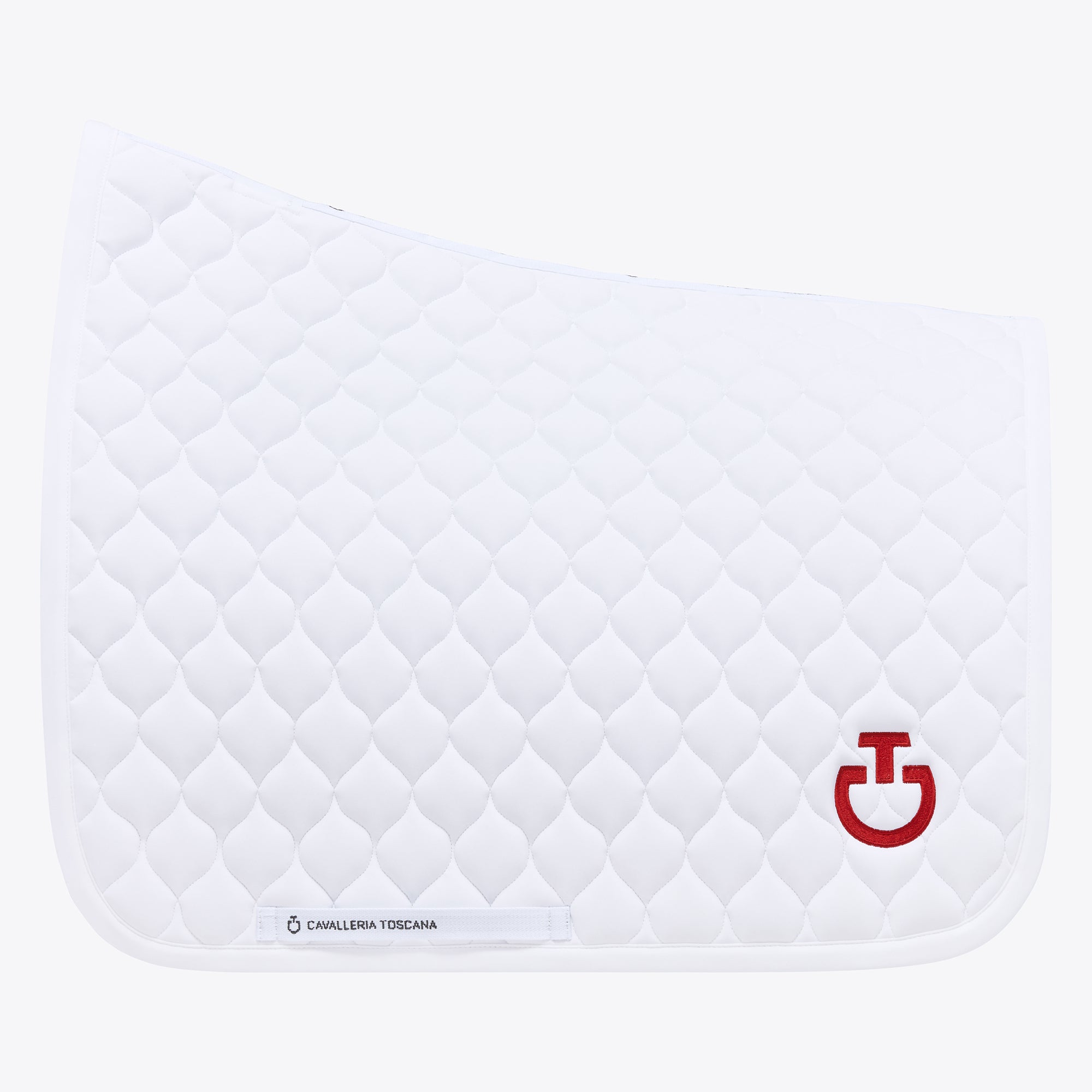 CIRCULAR QUILTED JERSEY DRESSAGE SADDLE PAD Weiss/Rot