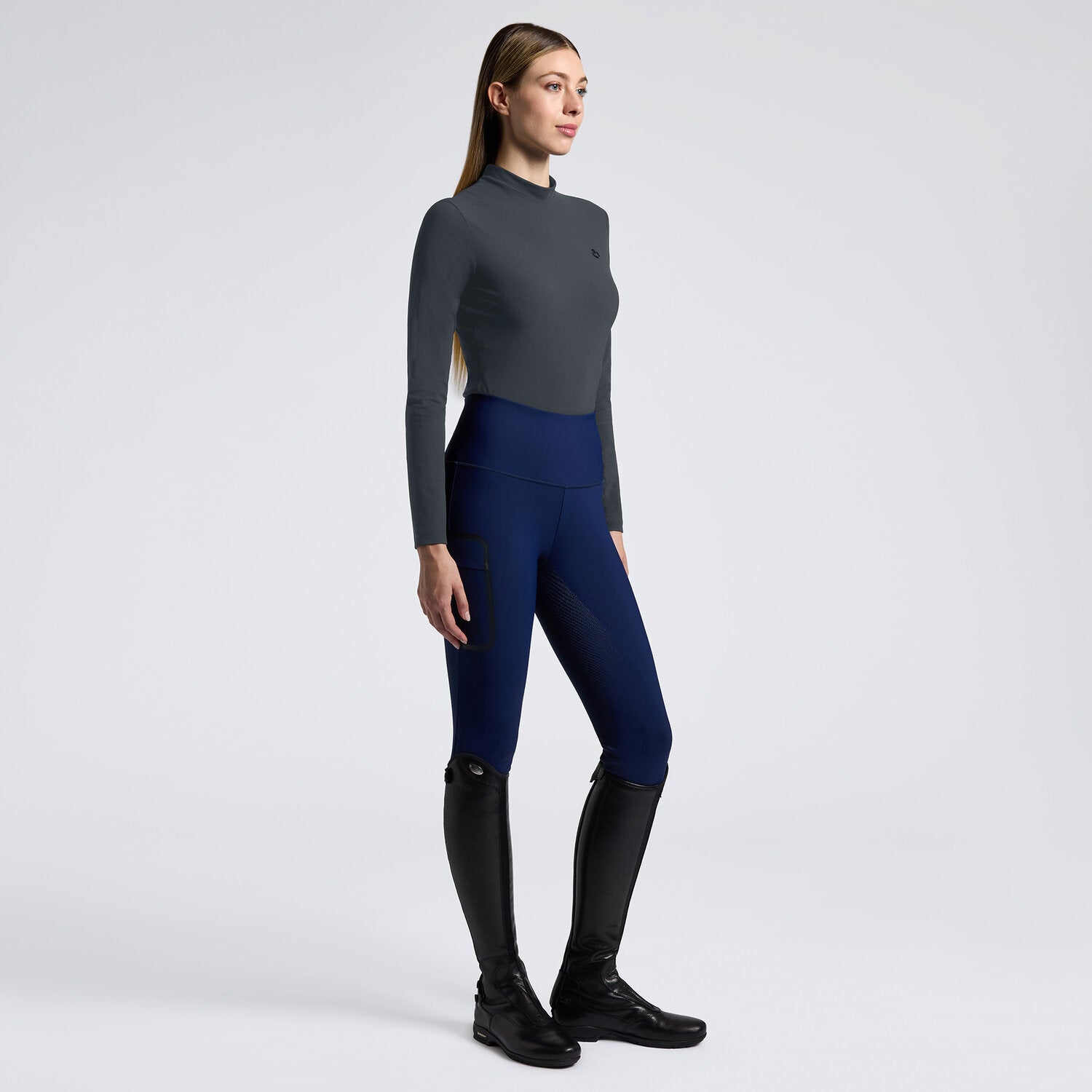 Cavalleria Toscana Damen Longsleeve Jersey mit Logo – Anthrazit