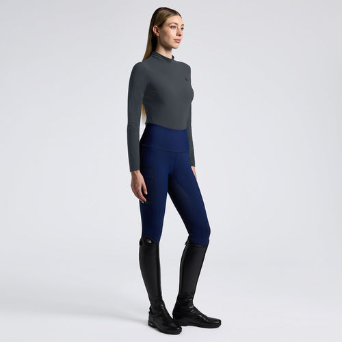 Cavalleria Toscana Damen Longsleeve Jersey mit Logo – Anthrazit
