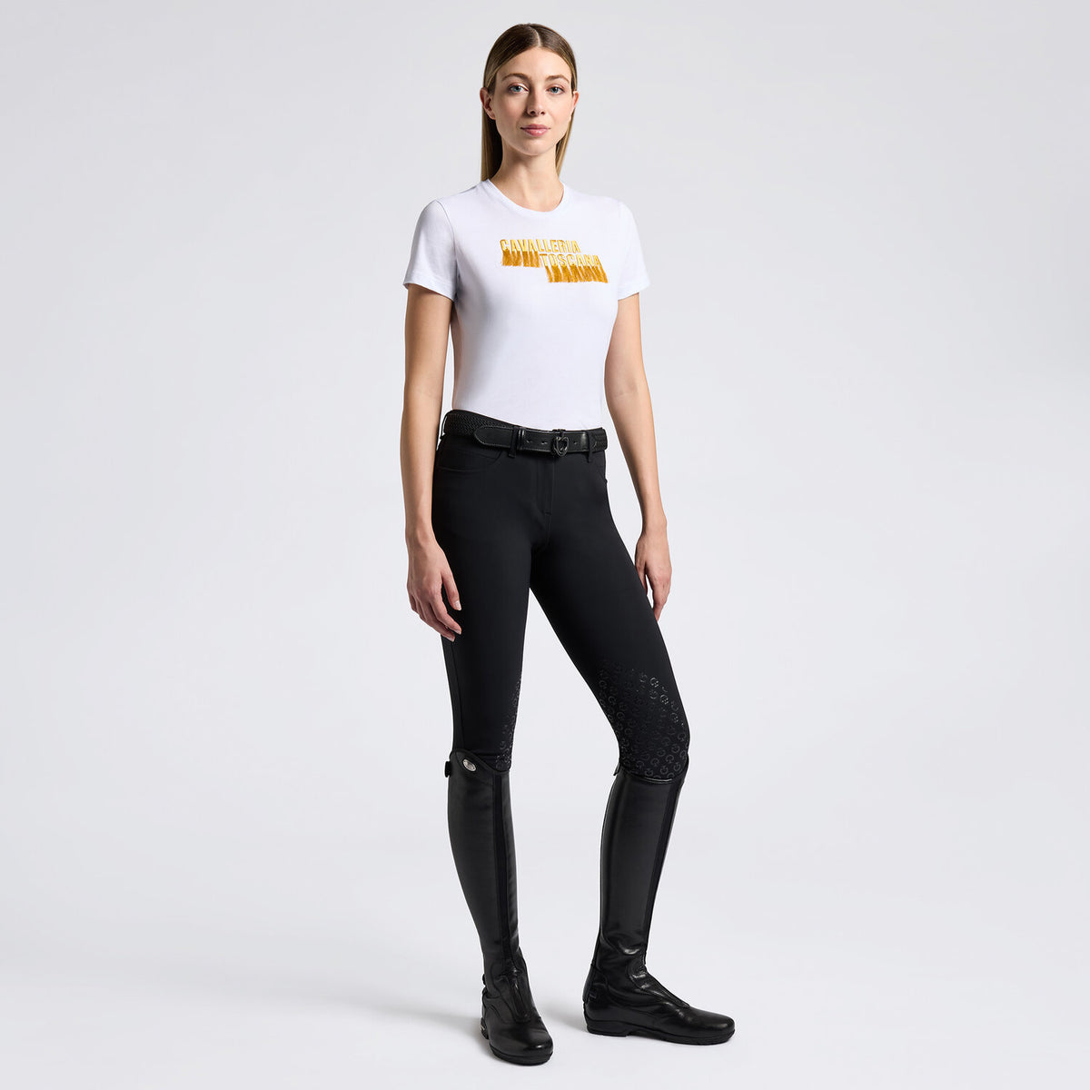 Cavalleria Toscana Damen T-Shirt Baumwolle Weiß