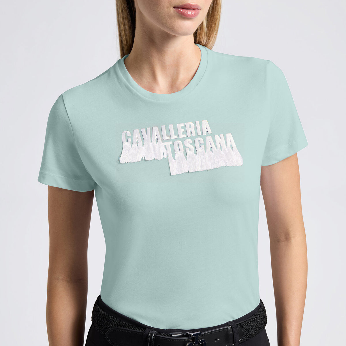 Cavalleria Toscana Damen Baumwollshirt Light Teal Green Rückansicht
