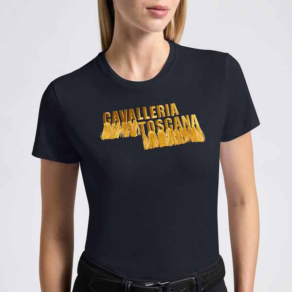 Cavalleria Toscana Damen Baumwollshirt Navy Rückansicht