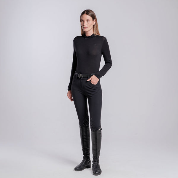 Cavalleria Toscana Damen Feinstrickshirt technische Wolle Schwarz