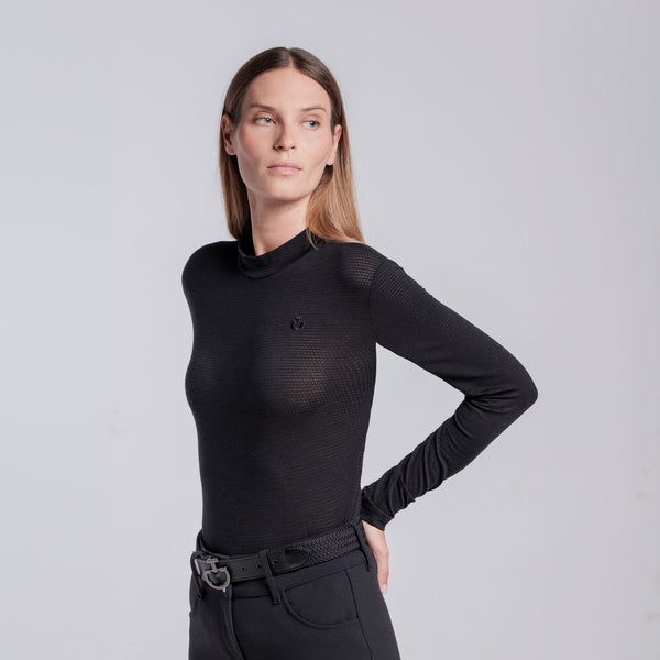 Cavalleria Toscana Damen Wollshirt Schwarz Rückansicht