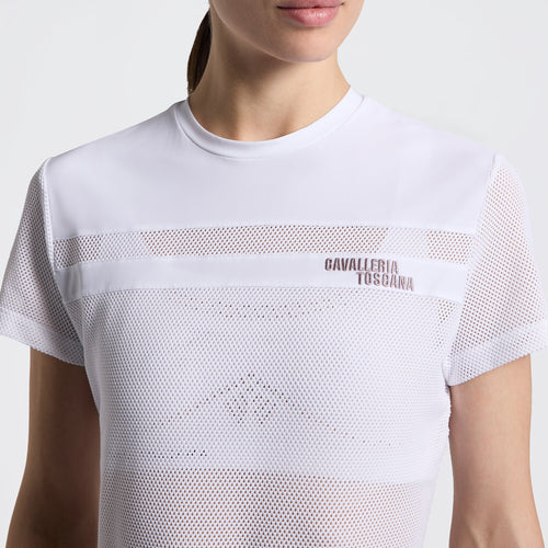 Cavalleria Toscana Damen T-Shirt Perforated – Weiß