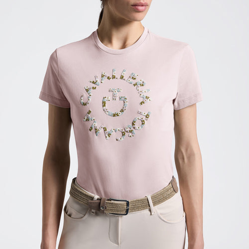 Cavalleria Toscana Damen T-Shirt mit Blumenstickerei – Violet Ice