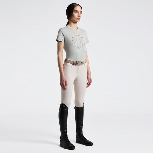 Cavalleria Toscana Damen T-Shirt mit Blumenstickerei – Belgian Block