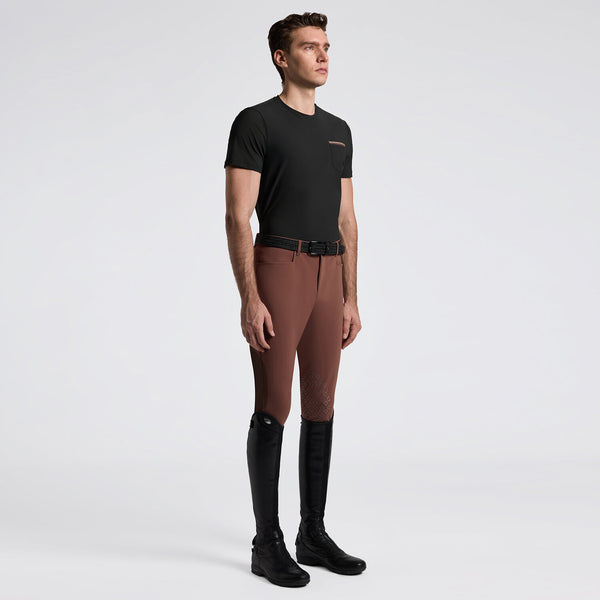 Cavalleria Toscana Herren T-Shirt Jersey mit Brusttaschen Schwarz
