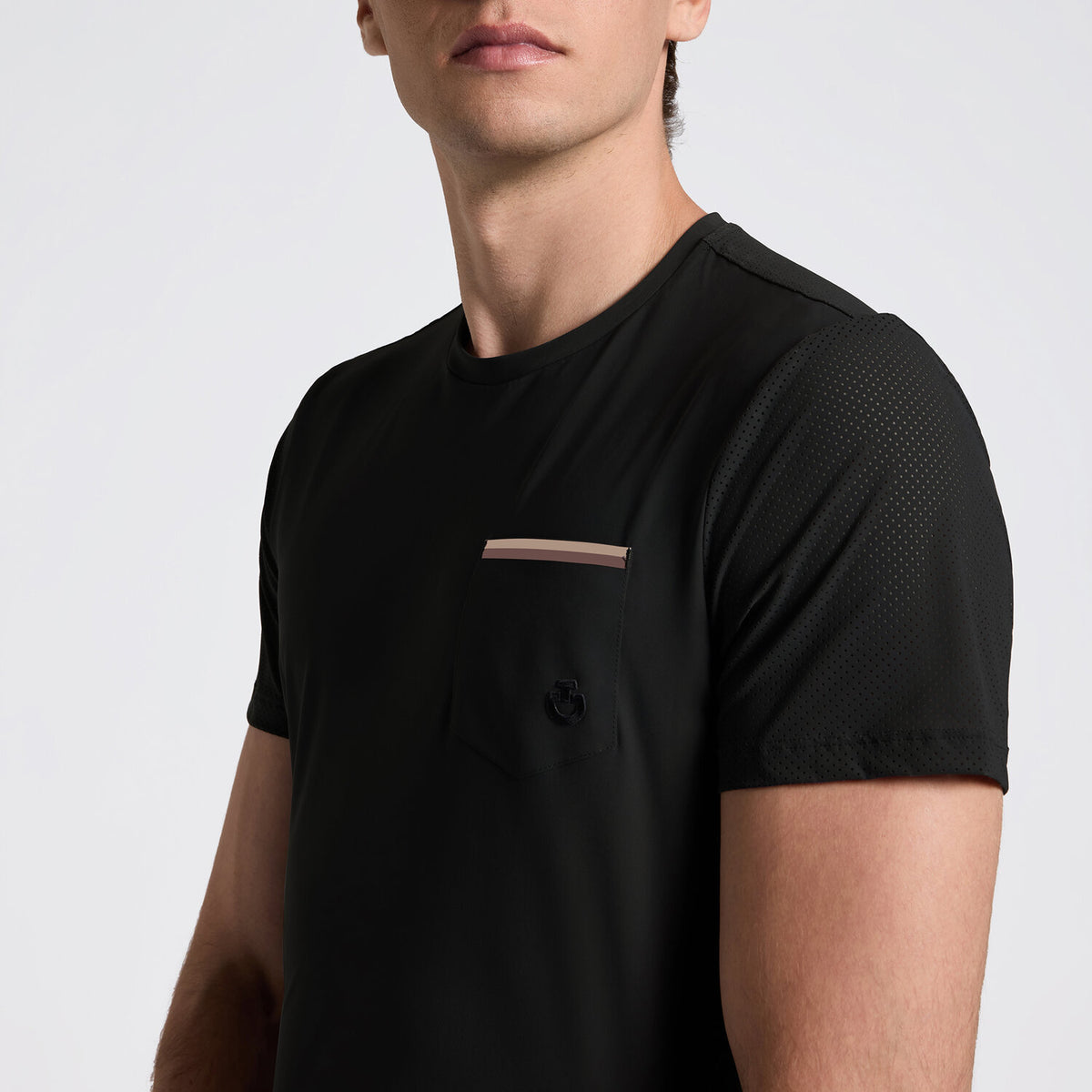 Cavalleria Toscana Herren Jersey-T-Shirt Schwarz Detail