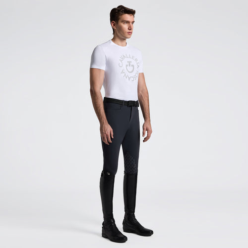 Cavalleria Toscana Herren T-Shirt mit Logostickerei – Weiß