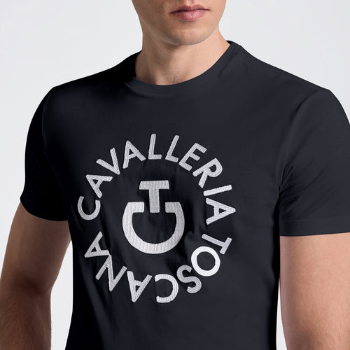 Cavalleria Toscana Herren T-Shirt mit Logostickerei – Anthrazit