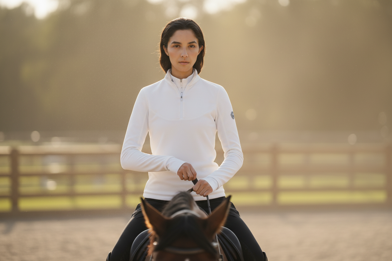 Trolle Tech Fleece Half Zip Sweatshirt – Female | Atmungsaktives Outdoor-Reitshirt aus Mikrofleece