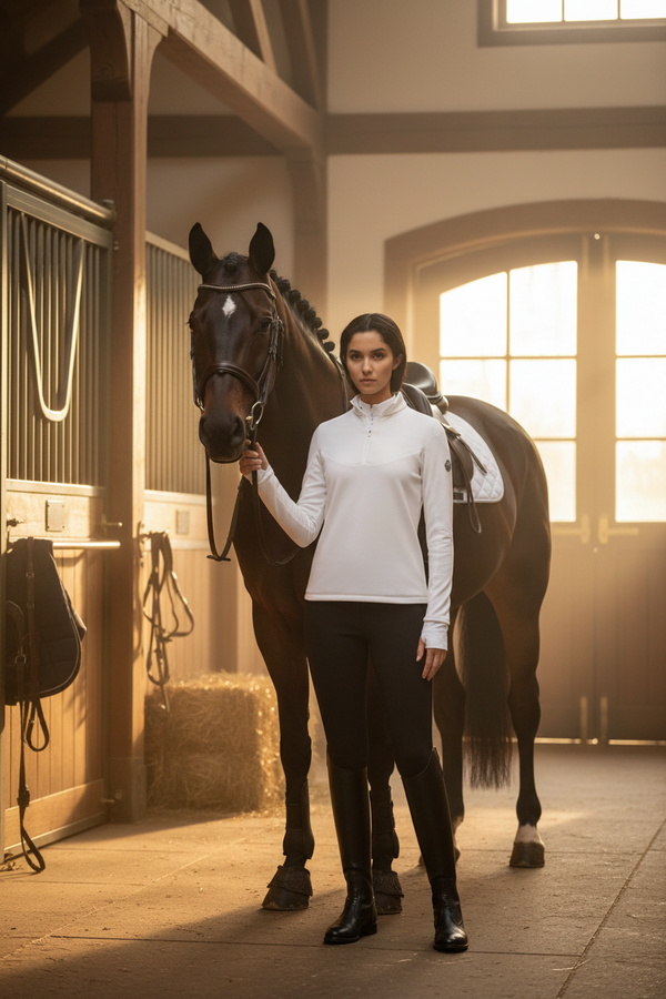 Trolle Tech Fleece Half Zip Sweatshirt – Female | Atmungsaktives Outdoor-Reitshirt aus Mikrofleece