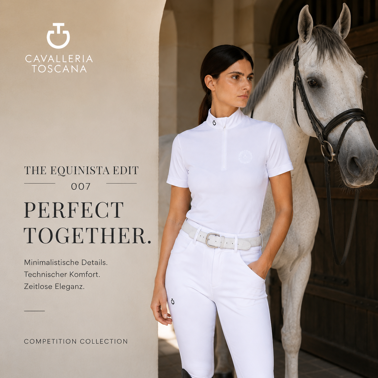 Cavalleria Toscana Damen Competition Poloshirt POD382 – White
