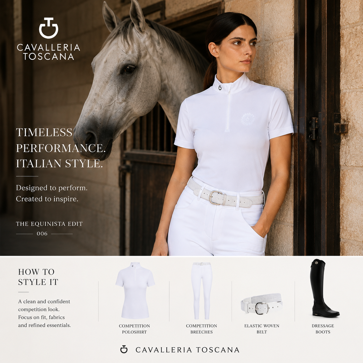 Cavalleria Toscana Damen Competition Poloshirt POD382 – White