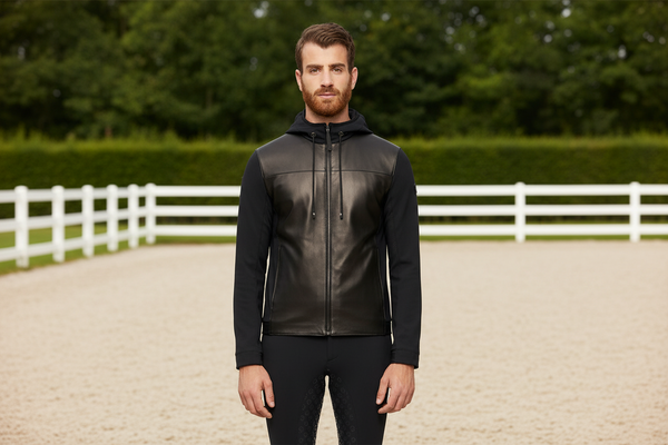 Men's leather jacket with style and function