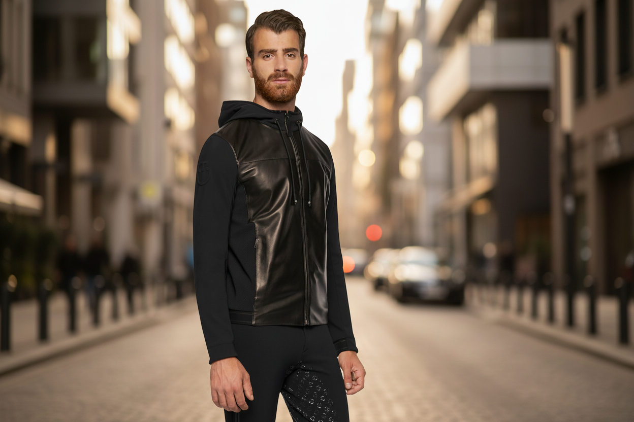 Men's leather jacket with style and function