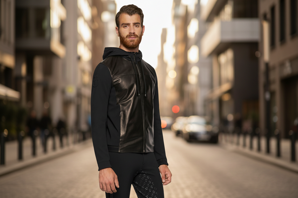 Men's leather jacket with style and function