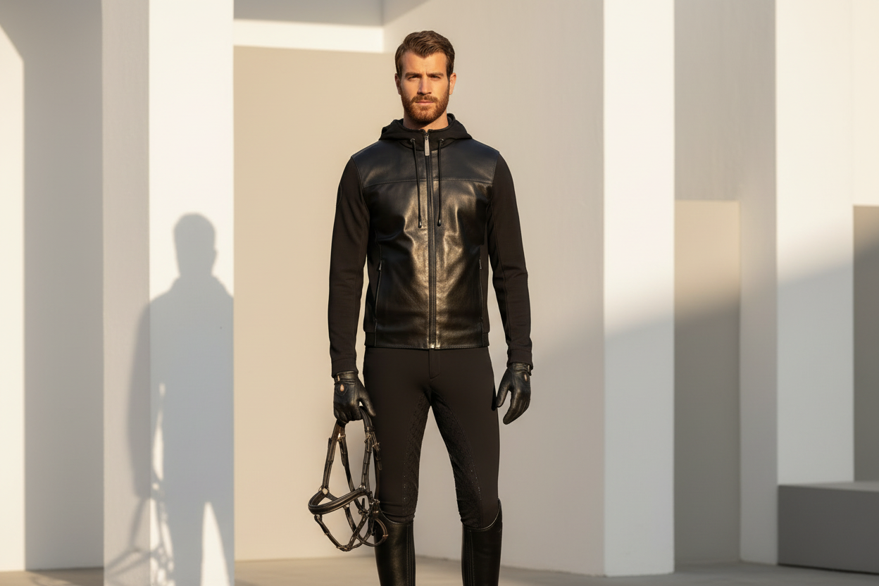 Men's leather jacket with style and function