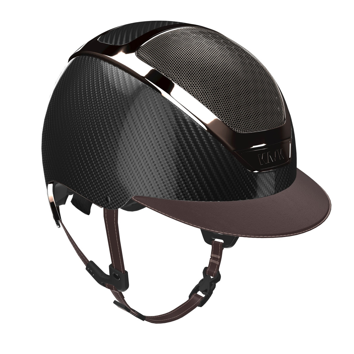 KASK Dogma Carbon Shine Reithelm in Dunkelbraun mit Carbon-Schale