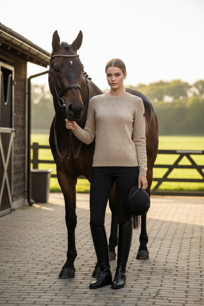 Merino Kaschmir Strickpullover Reitsport Outfit