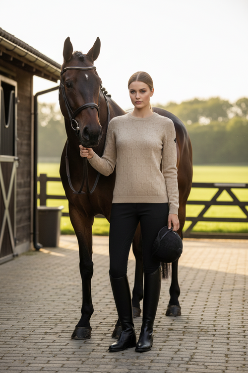 Merino Kaschmir Strickpullover Reitsport Outfit