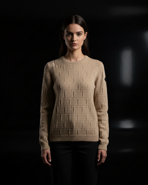 Reitpullover Damen Merinowolle Kaschmir beige