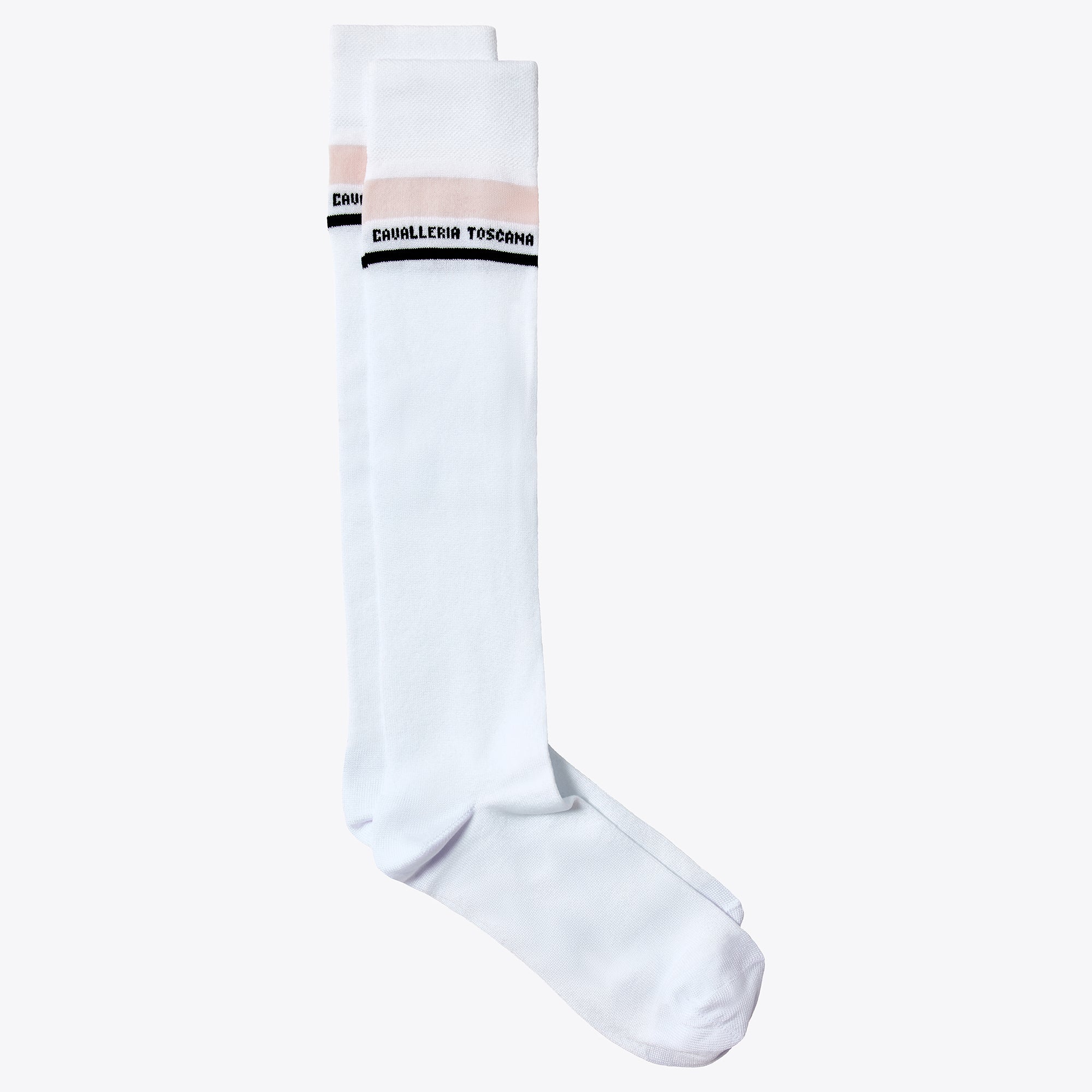 Cavalleria Toscana Embroidered CT Strip Socks White