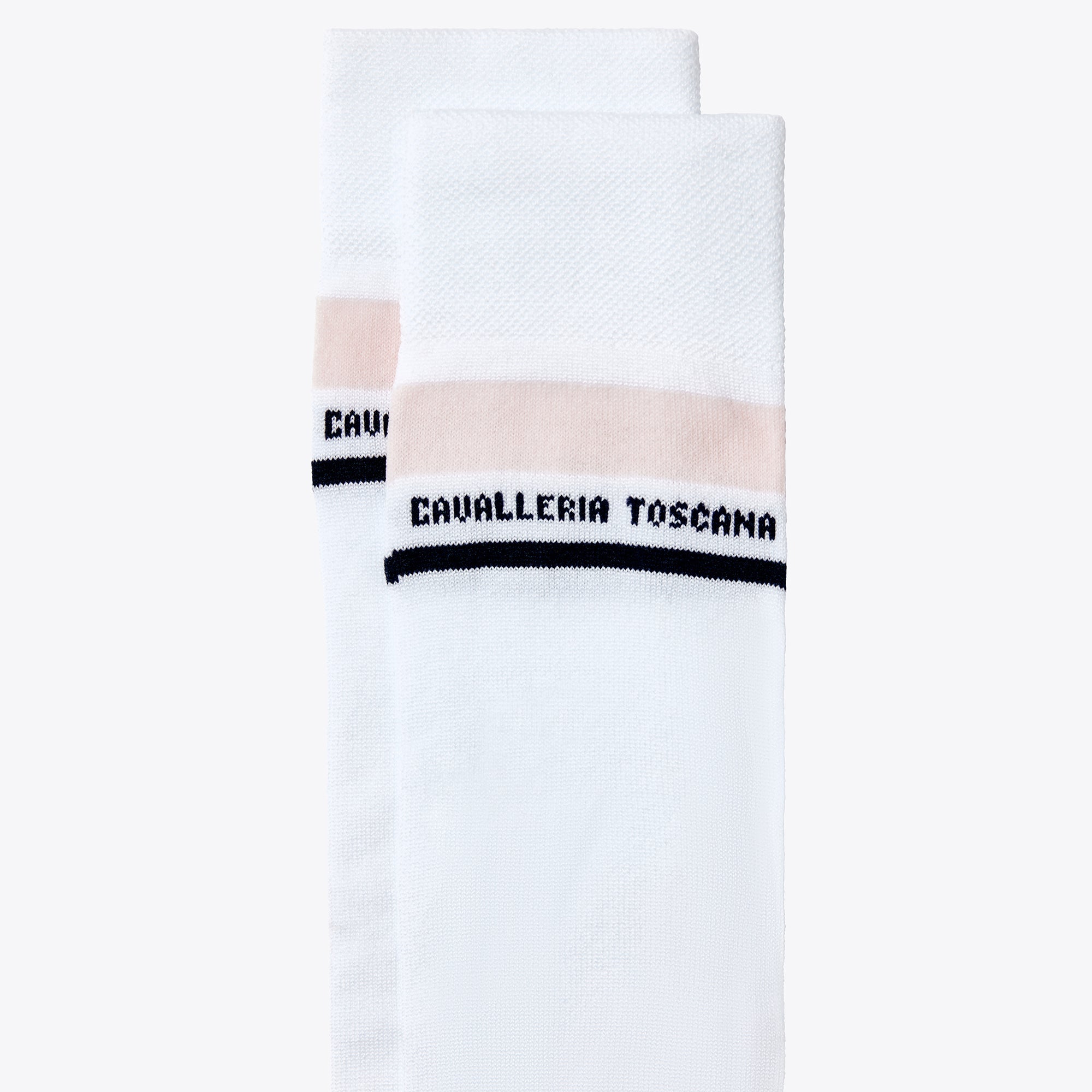 Cavalleria Toscana Embroidered CT Strip Socks White